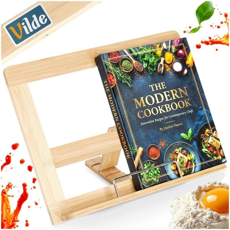 Vilde, stojak na książkę kucharską, bambusowy, regulowany