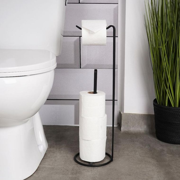 Vilde, stojak na papier toaletowy, metalowy czarny, 54 cm