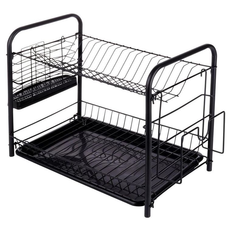 Vilde, suszarka na naczynia, czarna dwupoziomowa, 51.5-24.5-33 cm
