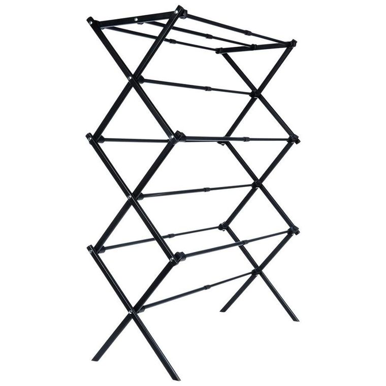 Vilde, suszarka na pranie, metalowa, czarna pionowa rozsuwana, 47-78-94 cm