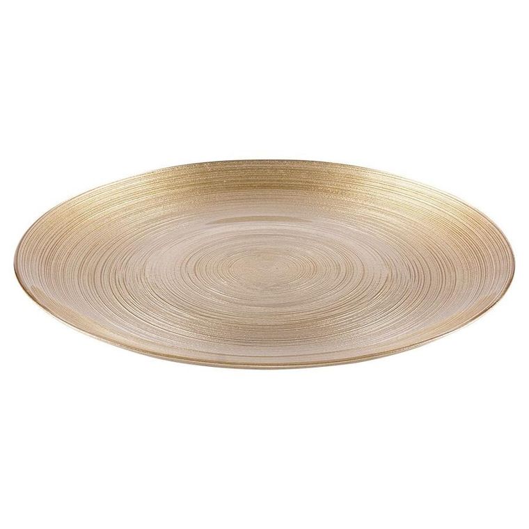 Vilde, talerz obiadowy, płytki duży, szklany, złoty, 28 cm