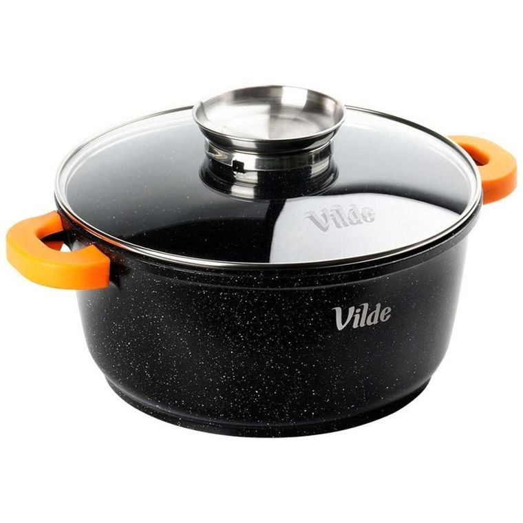 Vilde, Terruna Aroma, garnek ze szklaną pokrywką, granitowy, 24 cm, 4l