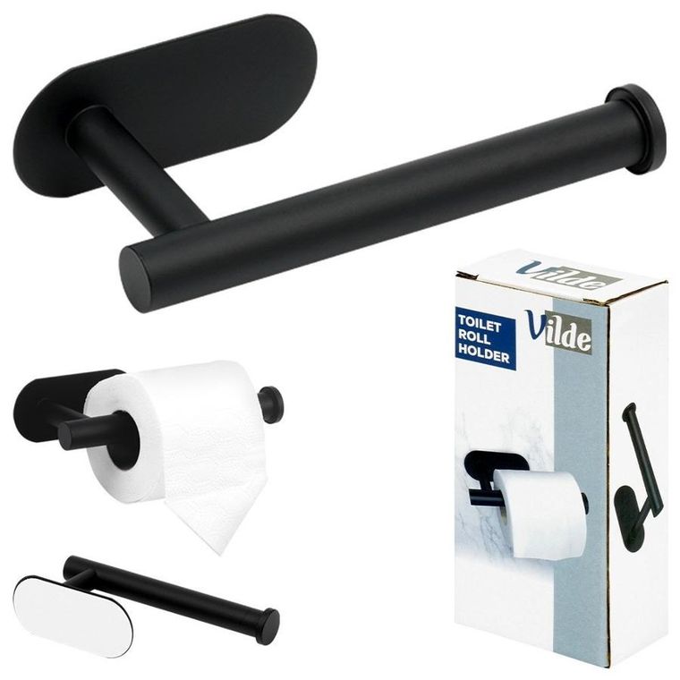Vilde, uchwyt na papier toaletowy, stalowy, czarny