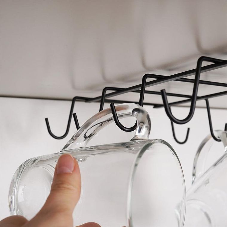 Vilde, wieszak na kubki, metalowy, czarny