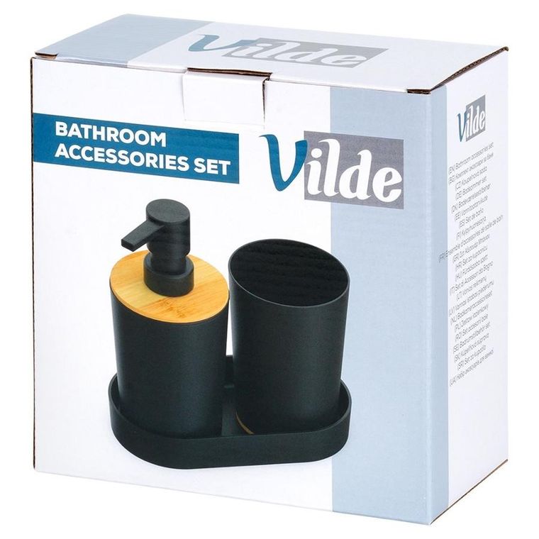 Vilde, zestaw łazienkowy, czarny, 3 el.