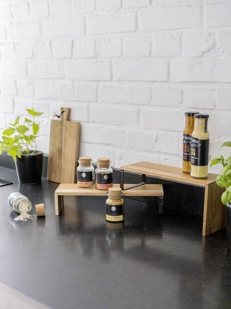 Wenko, półka kuchenna narożna, drewno akacjowe, Vali