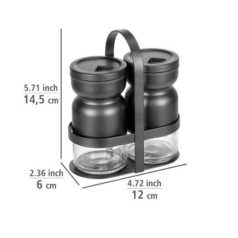 Wenko, solniczka i pieprzniczka na metalowym stojaku, Melli