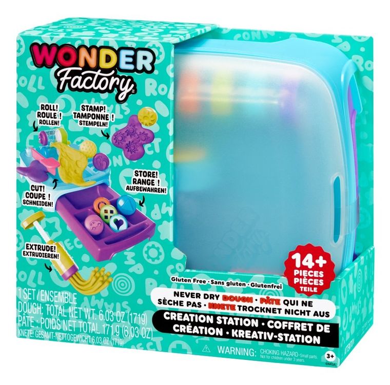 Wonder Factory, Dough Creation Station, masa plastyczna z bazą do przechowywania, 14 elementów