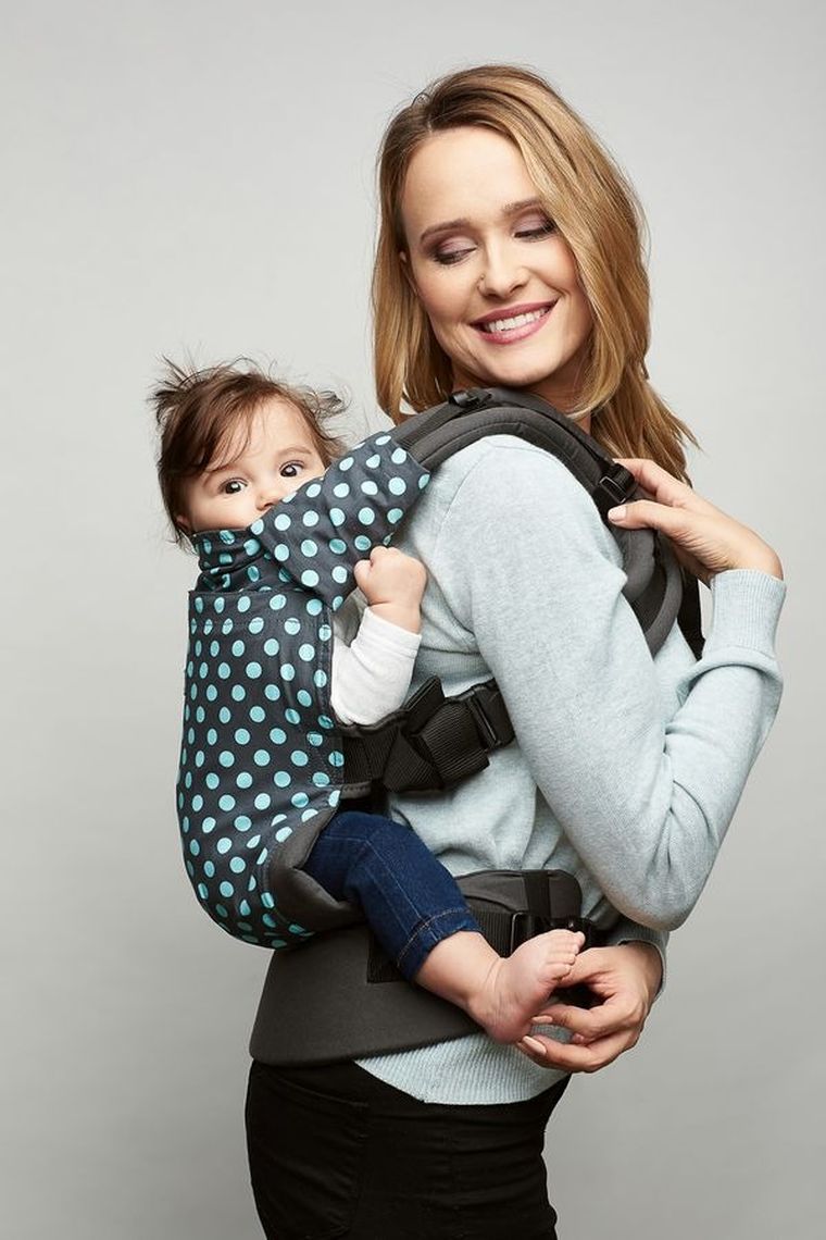 Zaffiro, Care, nosidełko dla niemowląt, szaro-turkusowe groszki