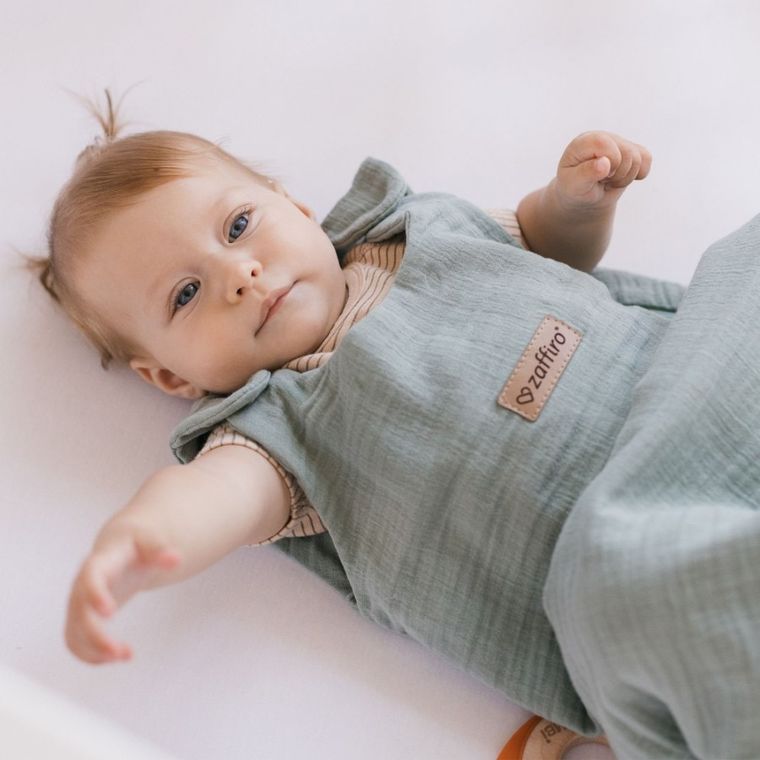 Zaffiro, Malaga, śpiworek do spania, muślinowy, TOG 1.5, mint, 6-12m