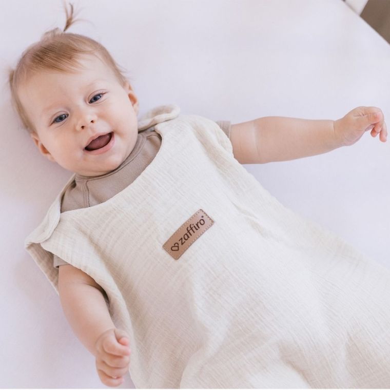 Zaffiro, Malaga, śpiworek do spania, muślinowy, TOG 1.5, vanilla, 0-6m