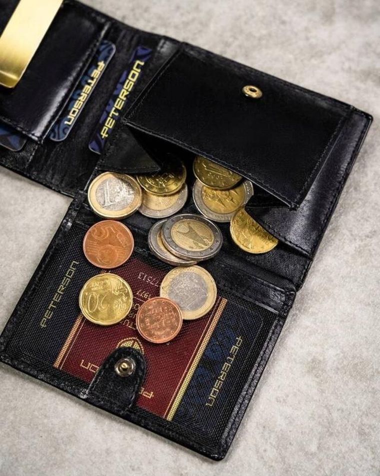 Zestaw: Portfel, Etui na karty, Brelok, czarny, skórzany, RFID, Peterson