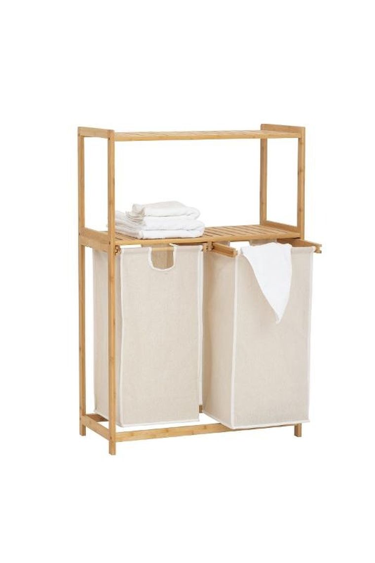 5five Simply Smart, regał bambusowy z koszem na pranie, Tidy box,, 72-33-109 cm