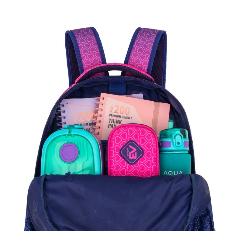 Abag, plecak szkolny, 3-komorowy, hexagon pink ombre
