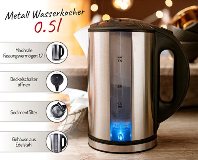 Adler, czajnik elektryczny, 1.7l, AD1216