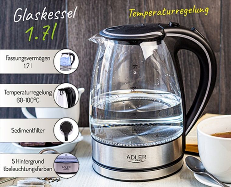 Adler, czajnik elektryczny AD 1225, 1.7 l