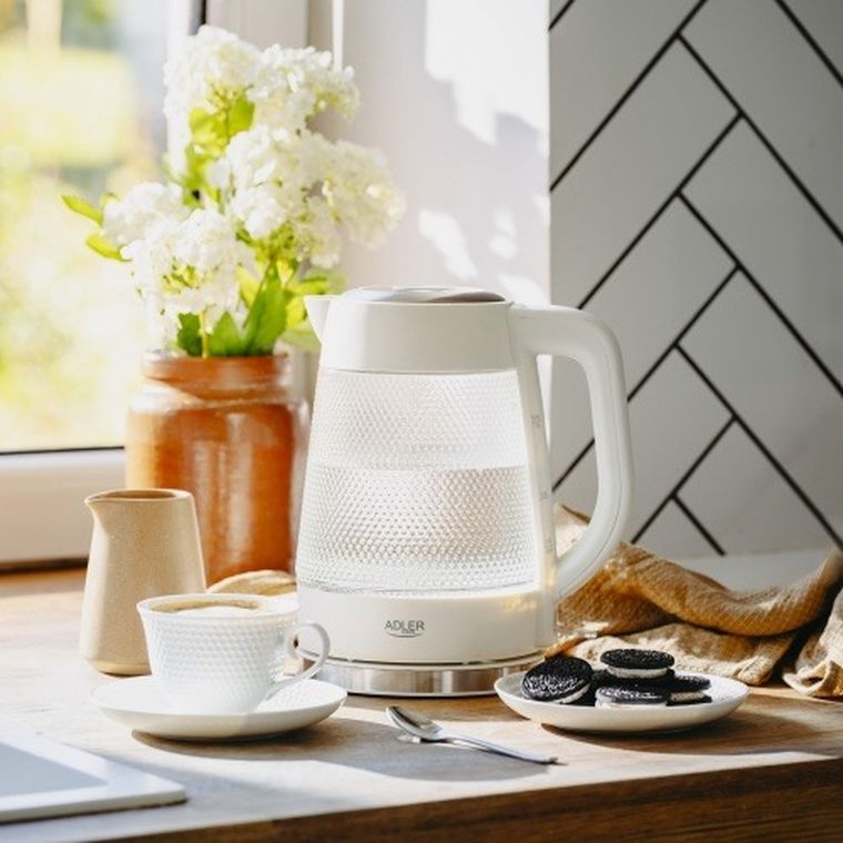 Adler, czajnik elektryczny, szklany, LED, 1,8l