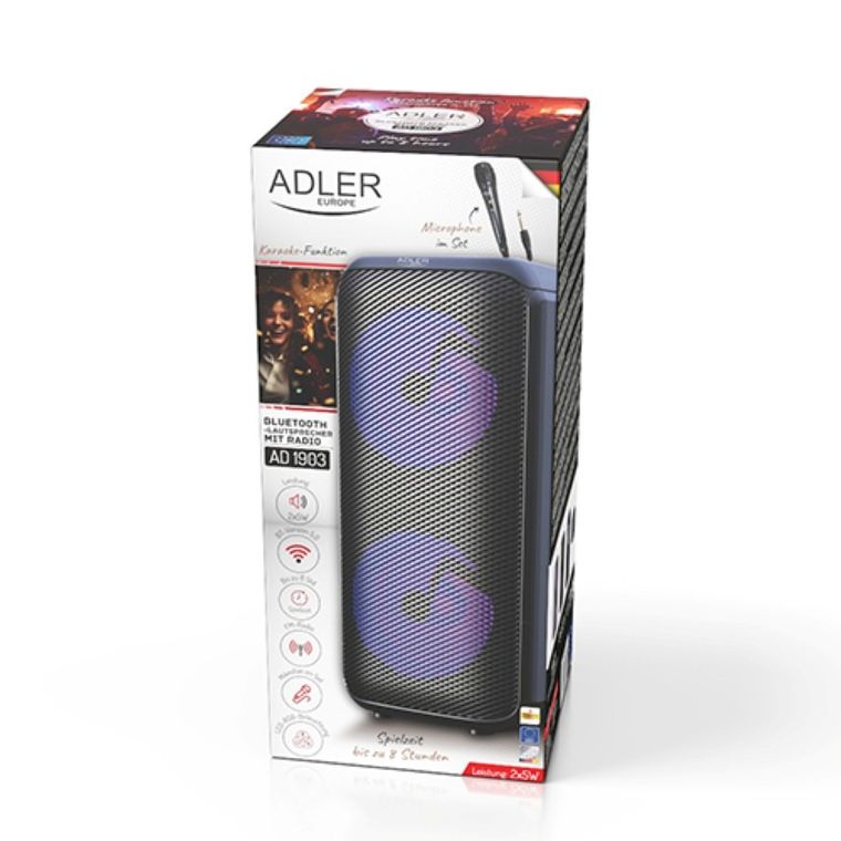 Adler, głośnik bluetooth z radiem i funkcją karaoke