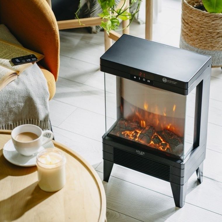 Adler, kominek elektryczny LED, z pilotem i termostatem, 1000W/2000W