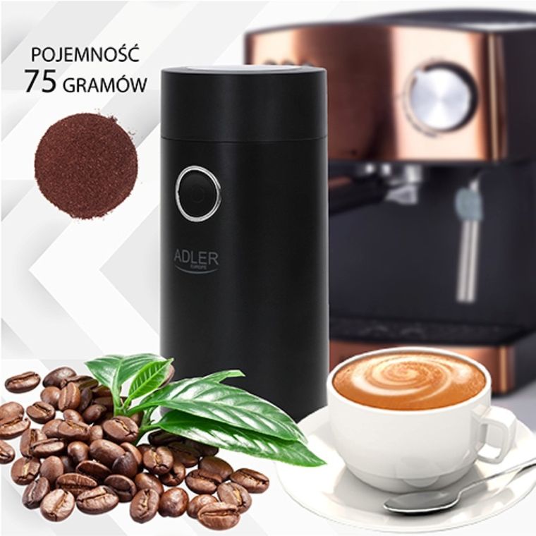 Adler, młynek do kawy, czarno-srebrny, AD 4446