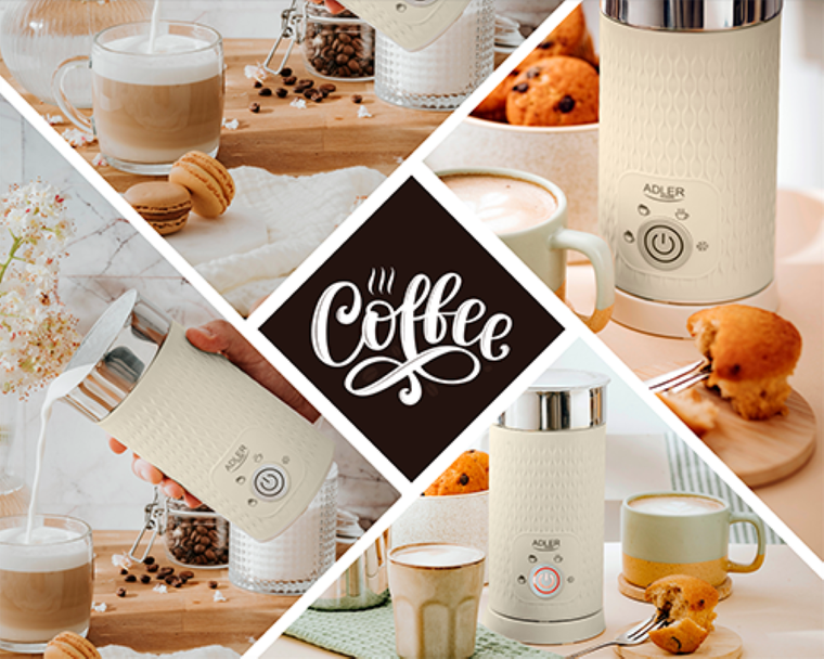 Adler, spieniacz do mleka 2w1, spienianie i podgrzewanie (latte i cappucino), AD 4495, kremowy