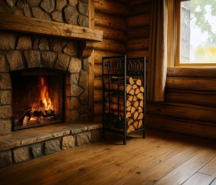 Adler, stojak na drewno kominkowe z zestawem narzędzi