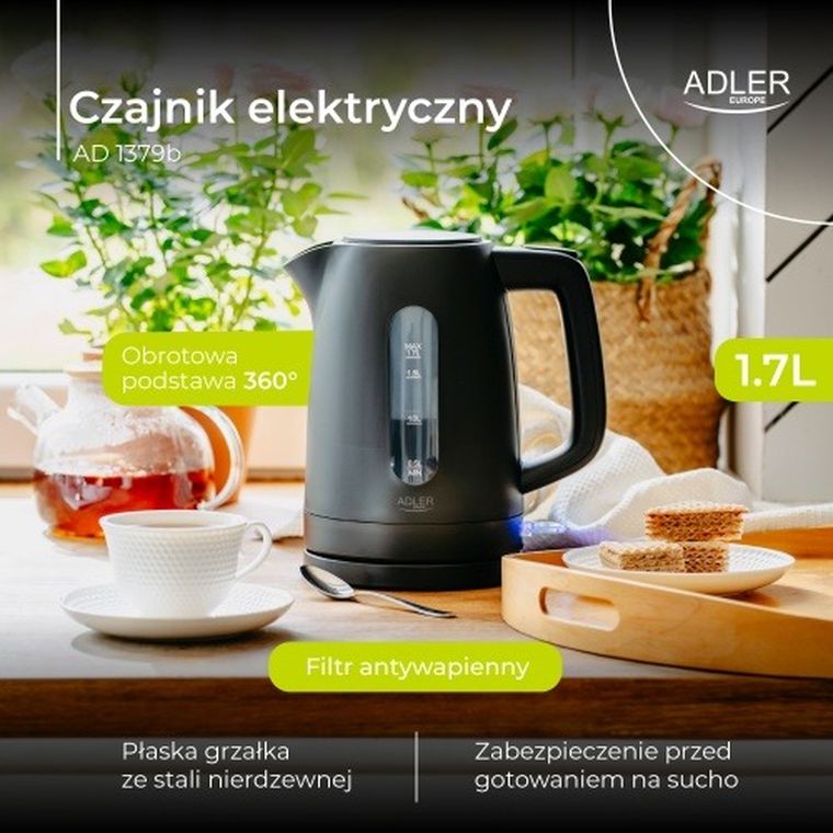 Adler, Strix, czajnik elektryczny, czarny, 1,7l