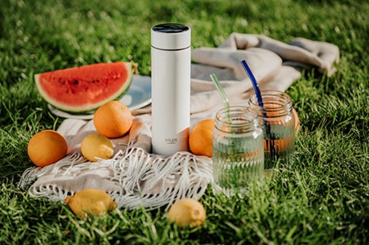 Adler, termos LED, biały, 473 ml