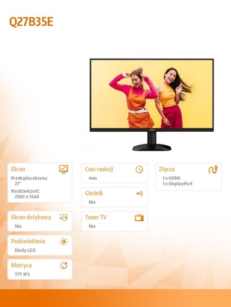 Aoc, monitor LED, 27", Q27B35E