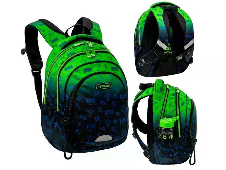 Astrabag, plecak szkolny, 3-komorowy, Ombre Football