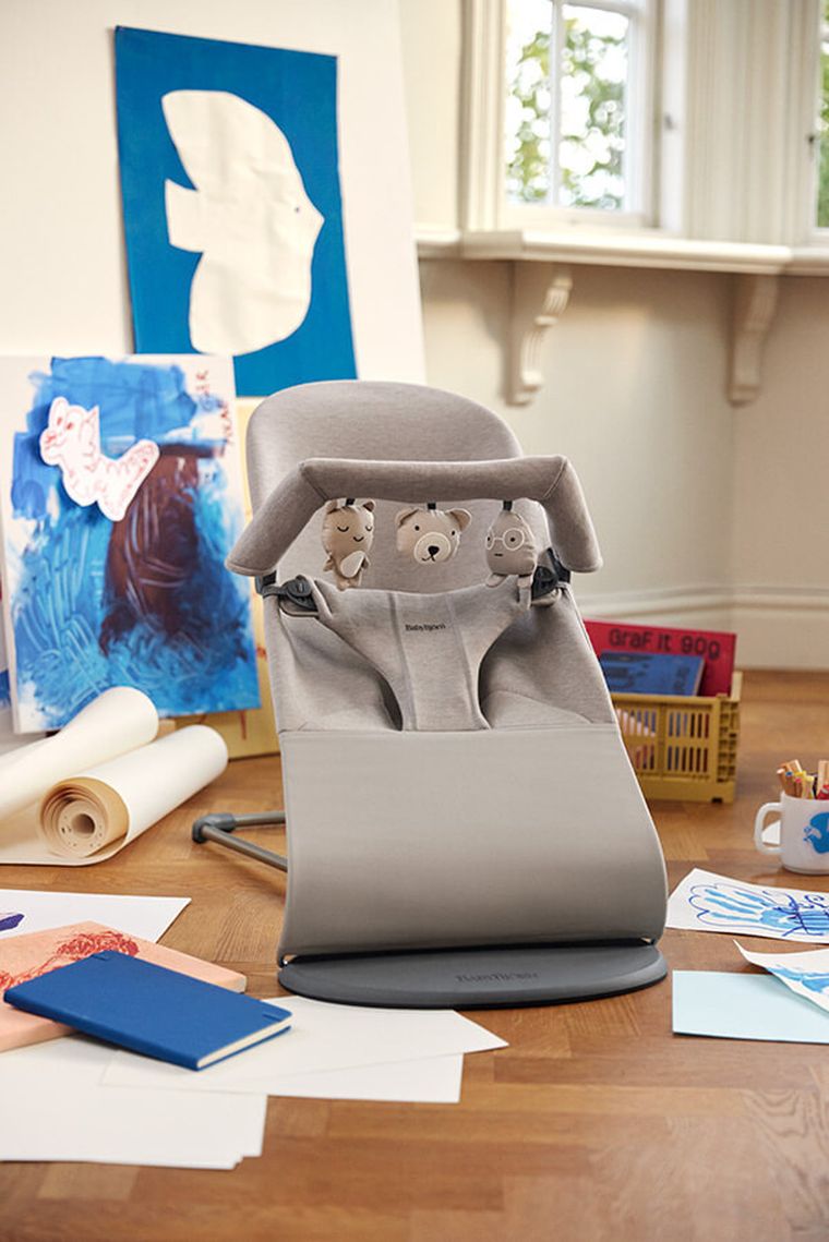 BabyBjörn, Bliss 3D Jersey, leżaczek bujaczek, piaskowoszary