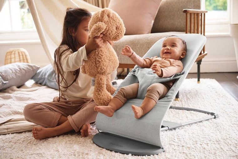 BabyBjörn, Bliss Woven, leżaczek, jasny szary, melanż