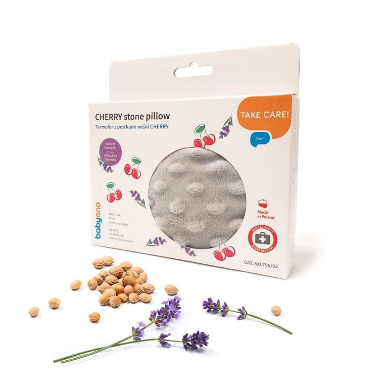 BabyOno, Cherry, termofor z pestkami wiśni, minky, szary