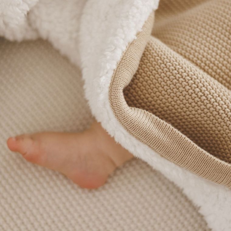 BabyOno, kocyk bawełniany z ociepleniem, beżowy, 75-100 cm