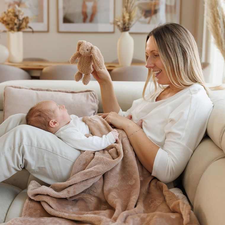 BabyOno, Królik, kocyk z przytulanką, beżowy