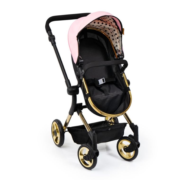 Bayer Design, Neo Vario Combi, głęboki wózek dla lalek z torbą, czarno-różowo-złoty
