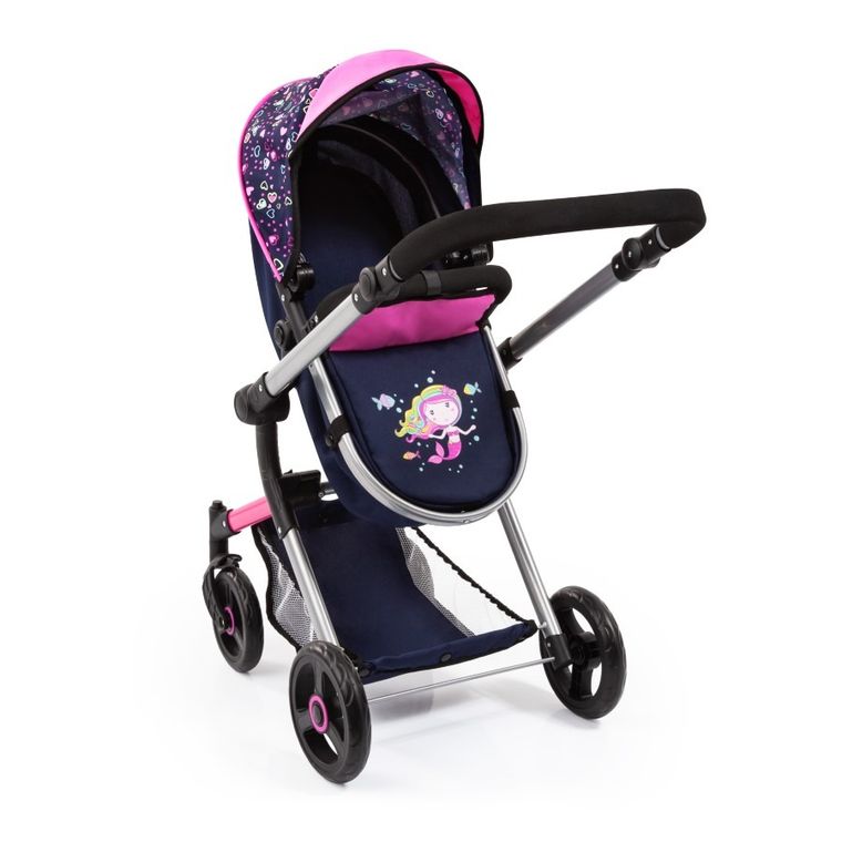Bayer Design, Neo Vario Combi, głęboki wózek dla lalek z torbą, niebieski z wróżkami i gwiazdami