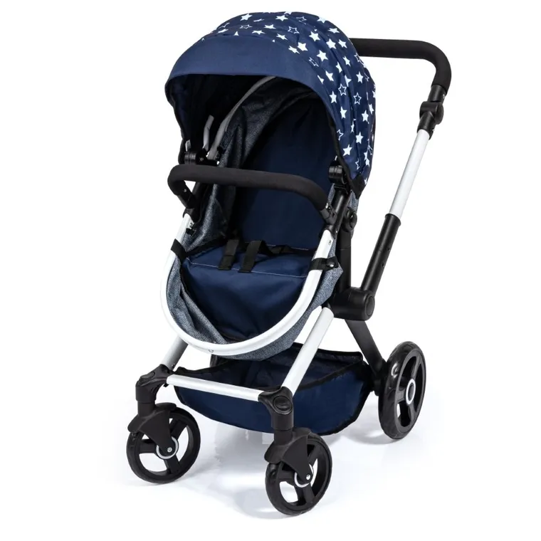 Bayer Design, Xeo Combi, głęboki wózek dla lalek z torbą, ciemnoniebieski z gwiazdkami