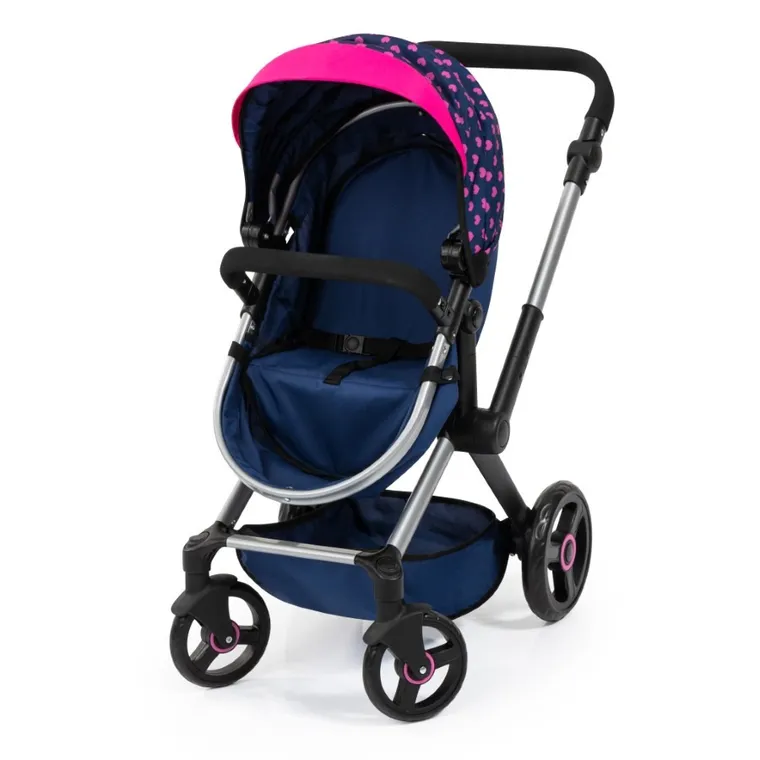 Bayer Design, Xeo Combi, głęboki wózek dla lalek z torbą, niebieski z jednorożcem