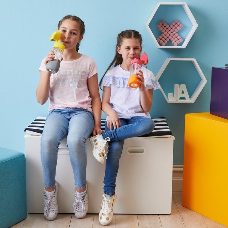 b.box, Blue Slate, butelka tritanowa ze słomką, 450 ml