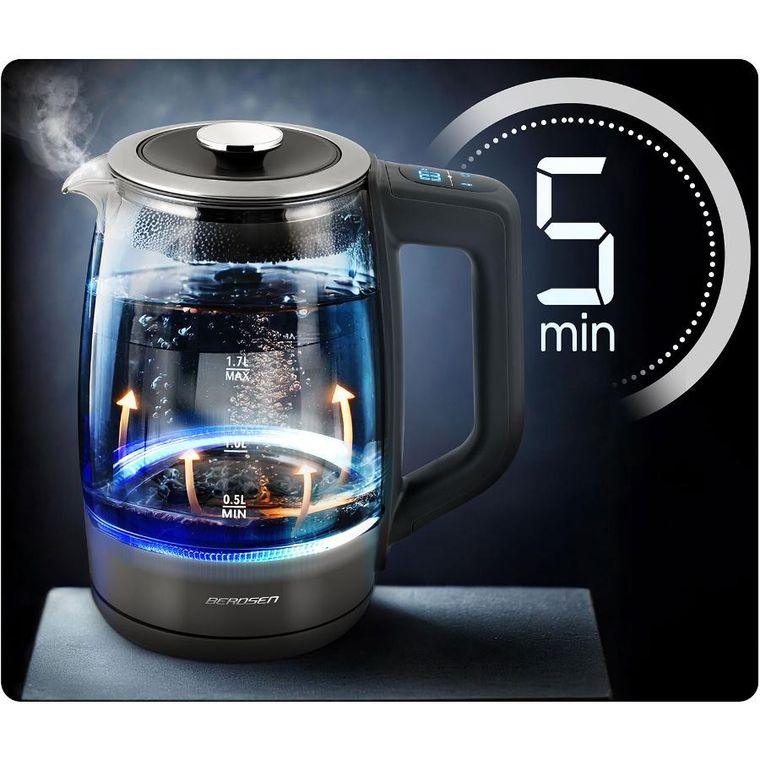 Berdsen, czajnik elektryczny, szklany, 1.7l, BD-711