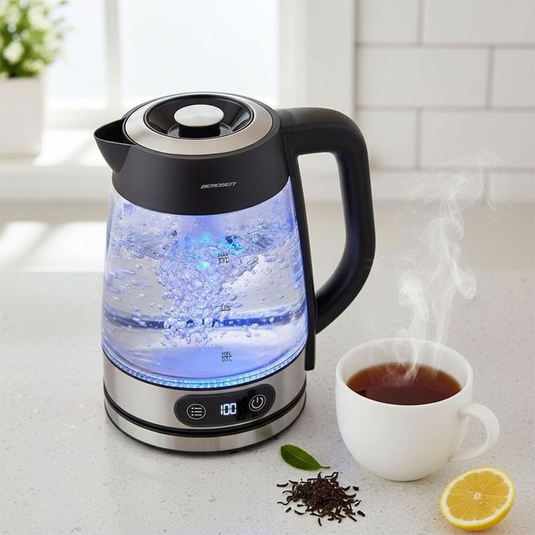 Berdsen, czajnik elektryczny, szklany z regulacją temperatury, 1,8l, 2200W, BD-715