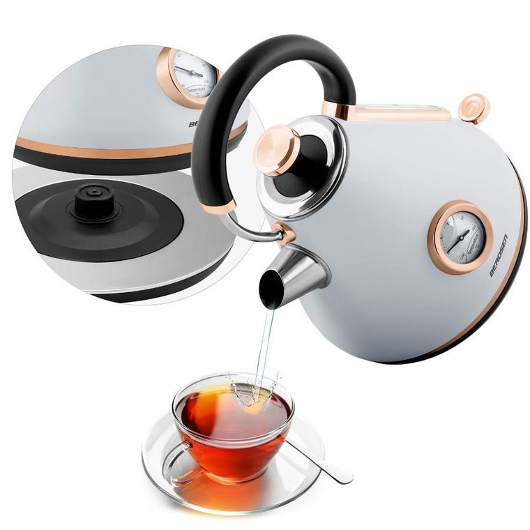 Berdsen, czajnik elektryczny z termometrem, szary, 1.7l, BD-701