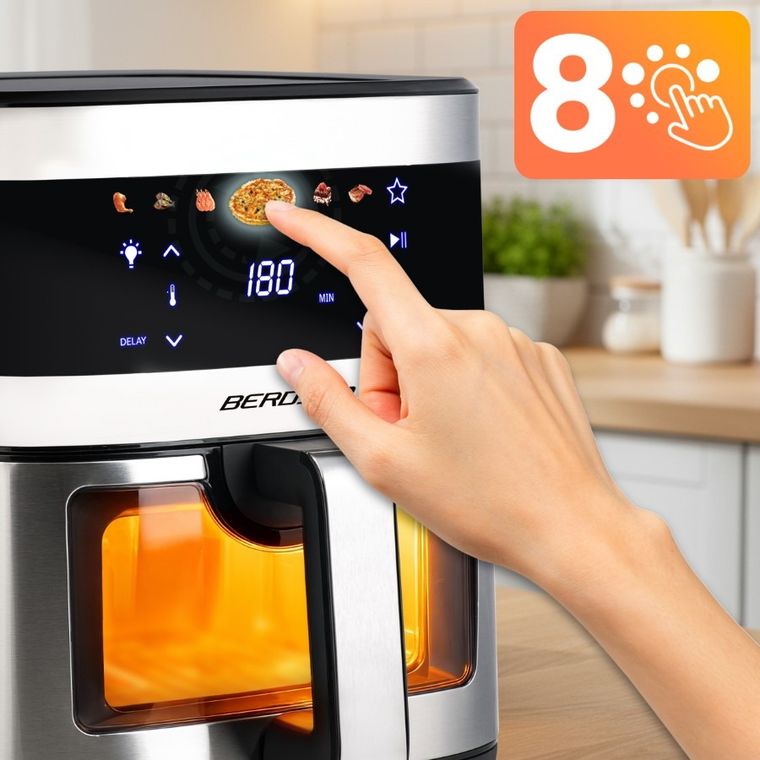 Berdsen, frytkownica beztłuszczowa, air fryer, 1700W, srebrny, 9,1l, BD-656