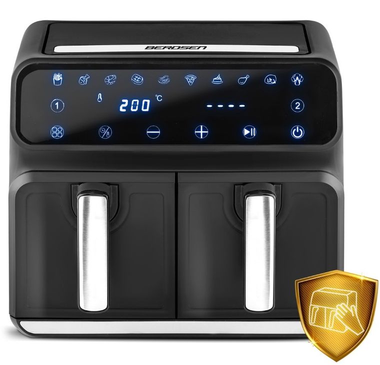 Berdsen, frytkownica beztłuszczowa, air fryer, czarno-srebrna, 8l, BD-653