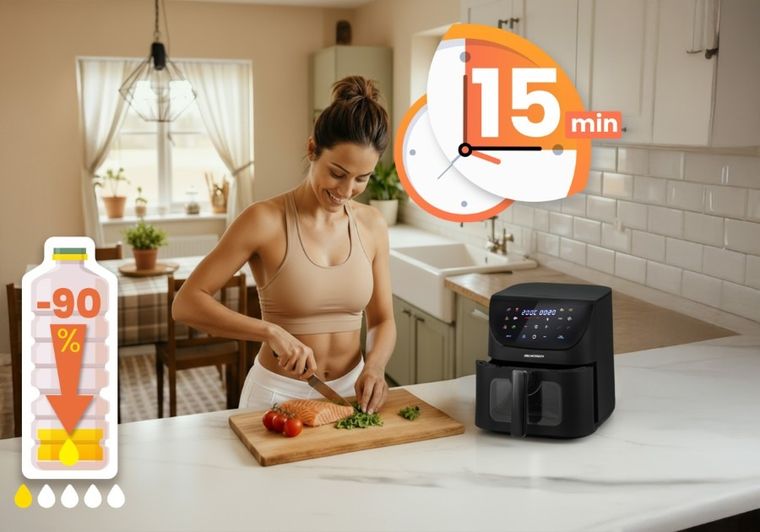 Berdsen, frytkownica beztłuszczowa, air fryer, czarny, BD-660