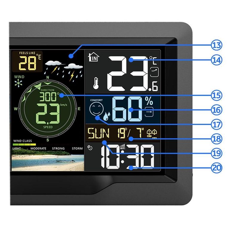 Berdsen, stacja pogodowa z czujnikiem wiatru i deszczu BD-914 czarna