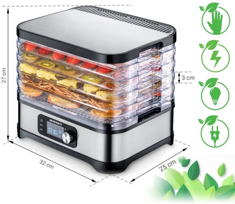 Berdsen, suszarka spożywcza do grzybów i owoców, 400W 10L