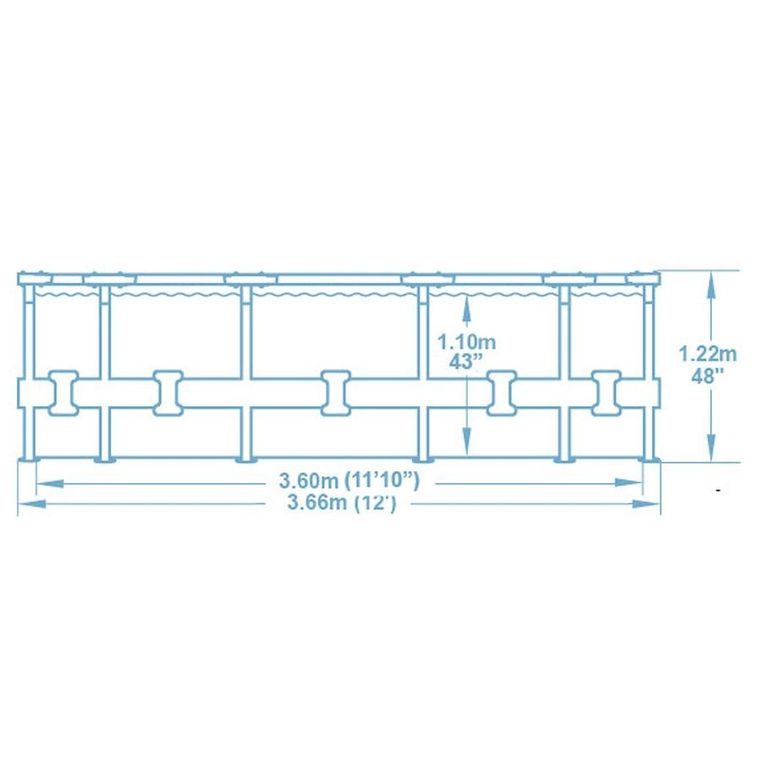 Bestway, basen ogrodowy stelażowy, 366-122 cm, zestaw 18w1