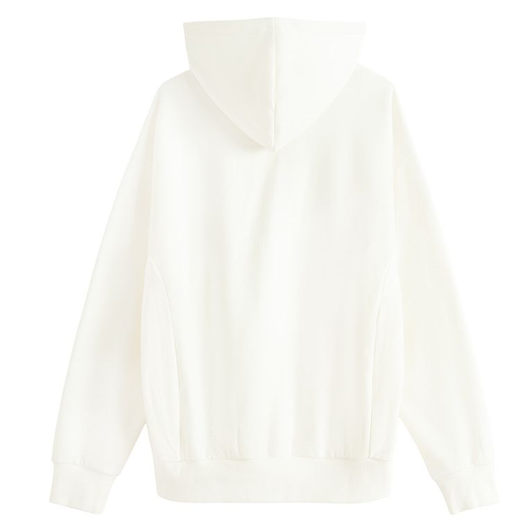 Biała rozpinana bluza z kapturem oversize NOWEAR